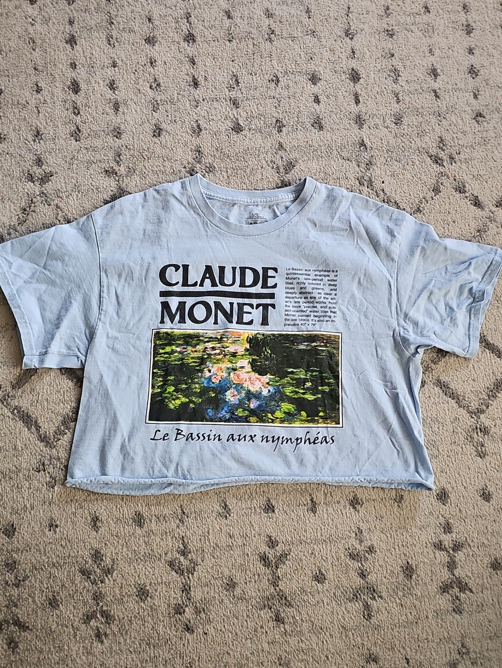 Claude Monet Graphic Crop Tee - Light Blue